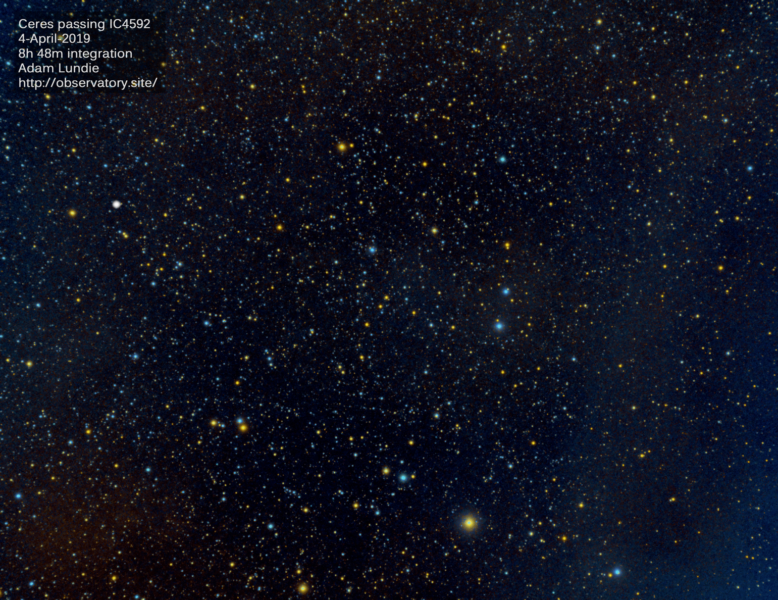 Ceres passing by the Blue Horsehead Nebula