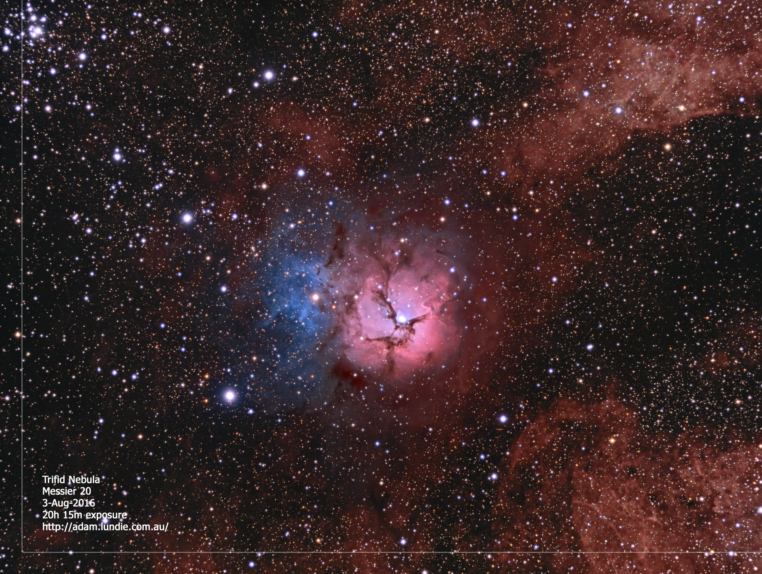 Trifid Nebula in HaLRGB
